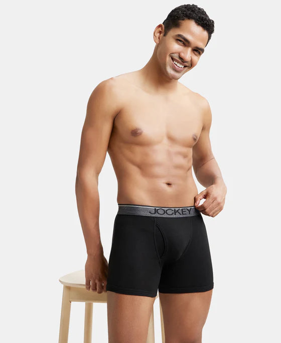 Jockey - 8009 Cotton Rib Solid Boxer Brief (Black)