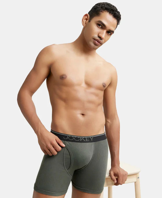 Jockey - 8009 Cotton Rib Solid Boxer Brief (Olive Green)