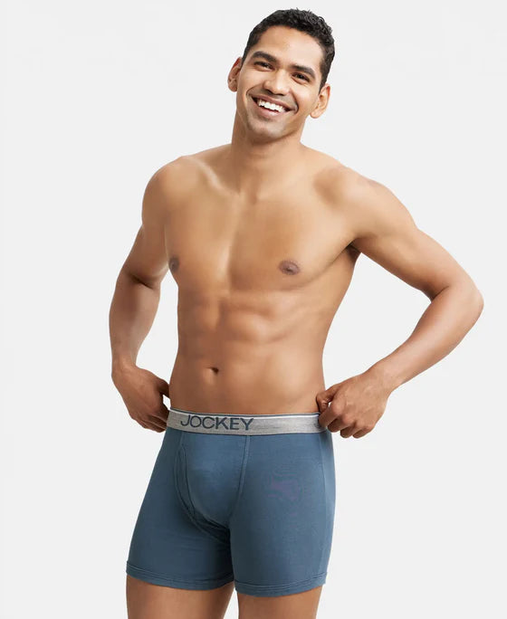 Jockey - 8009 Cotton Rib Solid Boxer Brief (Deep Slate)