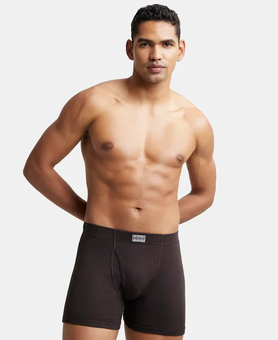 Jockey - 8008 Cotton Rib Solid Boxer Brief (Brown)