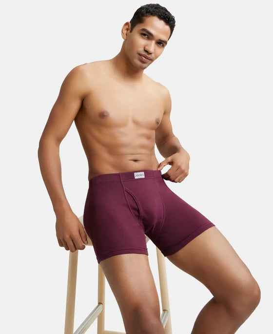 Jockey - 8008 Cotton Rib Solid Boxer Brief (Wine)