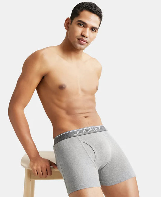 Jockey - 8009 Cotton Rib Solid Boxer Brief (Light Grey)