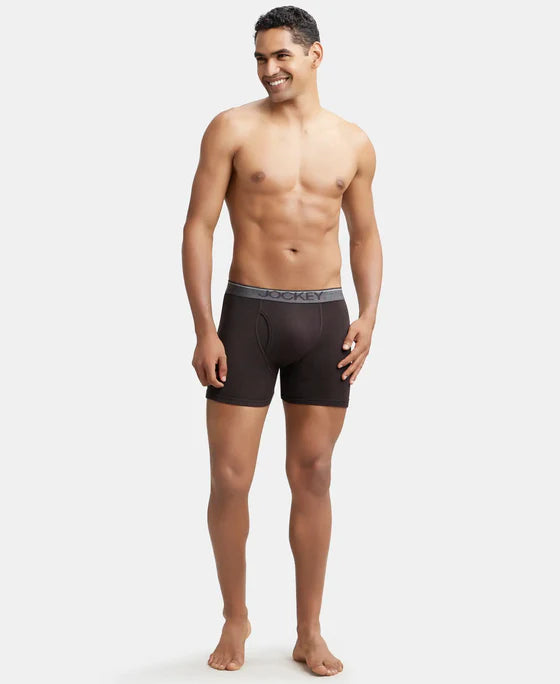 Jockey - 8009 Cotton Rib Solid Boxer Brief (Brown)