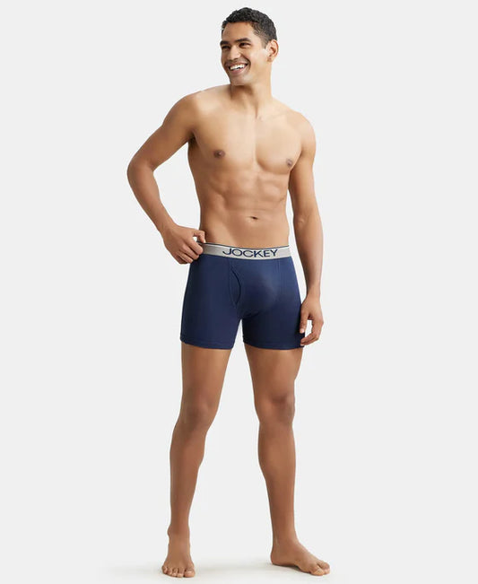 Jockey - 8009 Cotton Rib Solid Boxer Brief (Navy Blue)