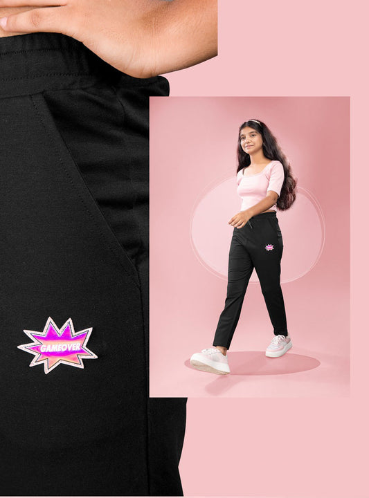 Girls' joggers with drawstring - black