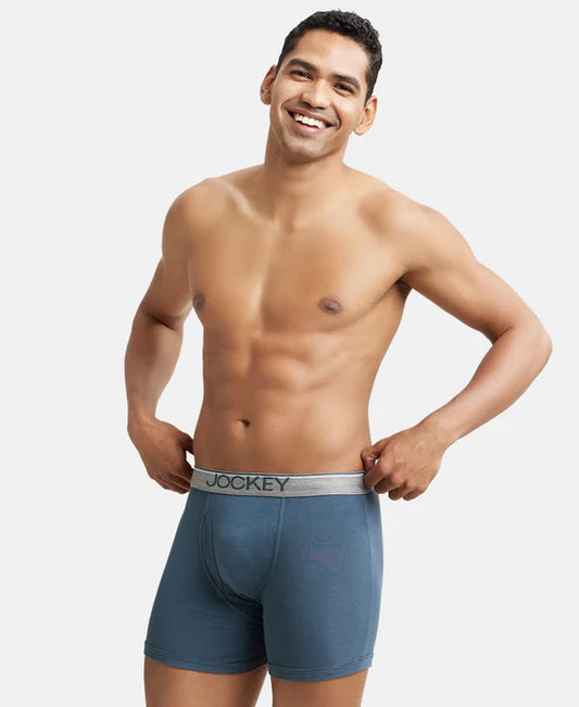 Jockey - 8009 Cotton Rib Solid Boxer Brief (Deep Slate)
