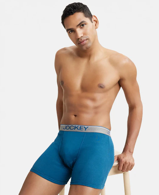 Jockey - 8009 Cotton Rib Solid Boxer Brief (Seaport Teal)