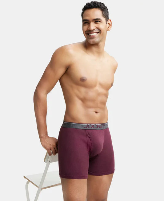 Jockey - 8009 Cotton Rib Solid Boxer Brief (Wine)