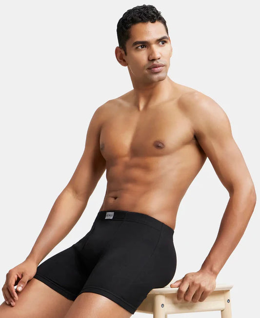 Jockey - 8008 Cotton Rib Solid Boxer Brief (Black)