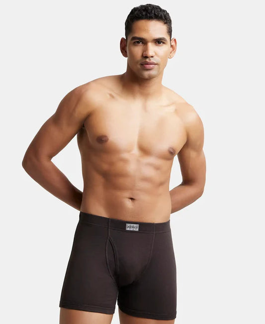Jockey - 8008 Cotton Rib Solid Boxer Brief (Brown)