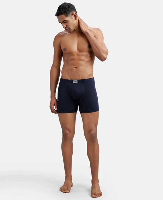 Jockey - 8008 Cotton Rib Solid Boxer Brief (Navy Blue)