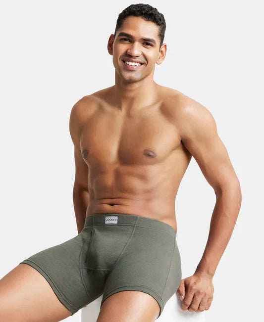 Jockey - 8008 Cotton Rib Solid Boxer Brief (Olive Green)