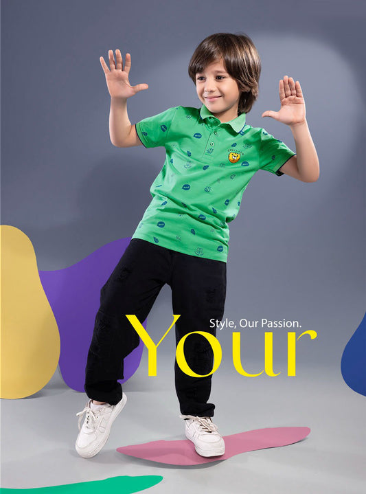 Green Mercerised Cotton Boy's T-Shirt – Breezy, Bold & Built for Play