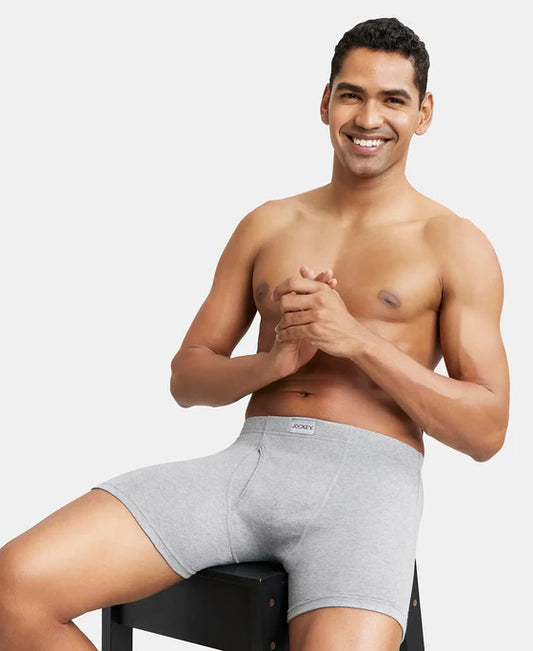 Jockey - 8008 Cotton Rib Solid Boxer Brief (Light Grey)