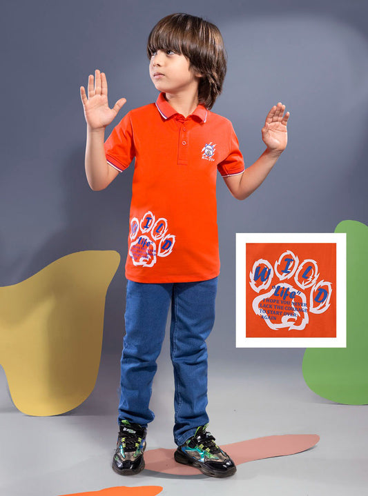 Orange Mercerised Cotton Boy's T-Shirt – Bright, Bold & Built to Last