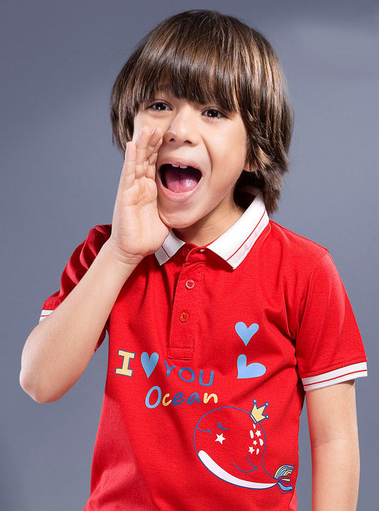 Red Mercerised Cotton Boy's T-Shirt – Classic, Comfy & Always in Style